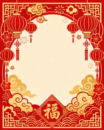 新春红金 · 贺卡边框