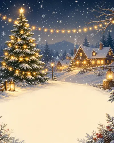 雪夜圣诞 · 节日贺图