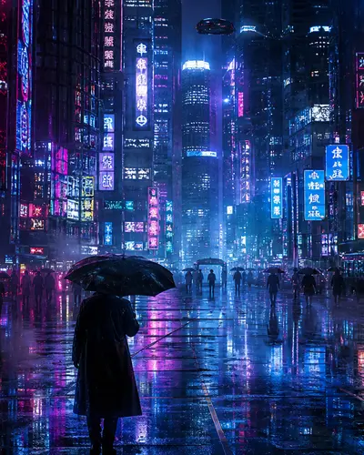赛博雨夜 · 超宽屏