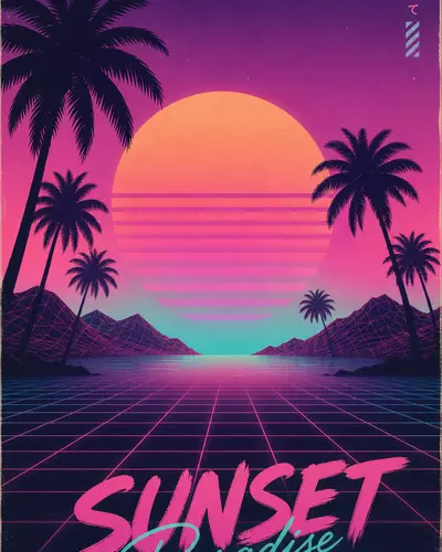 蒸汽波日落