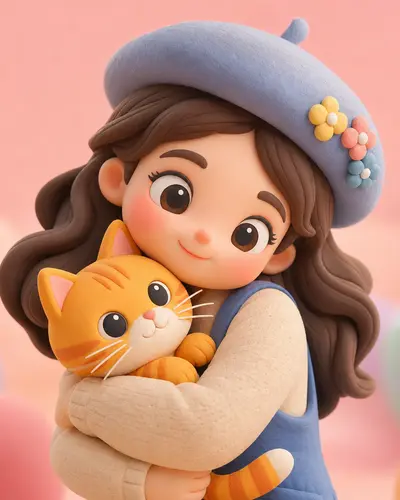 黏土女孩与橘猫