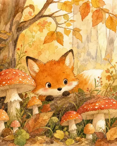 秋日狐狸 · 水彩绘本
